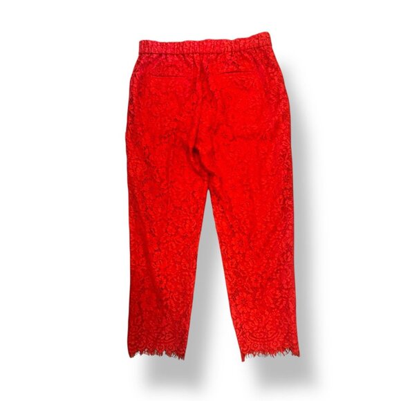 Classic Staple Red Lace Cropped Pants Scalloped Hem & Pockets, Women’s Size 6 - Picture 8 of 13